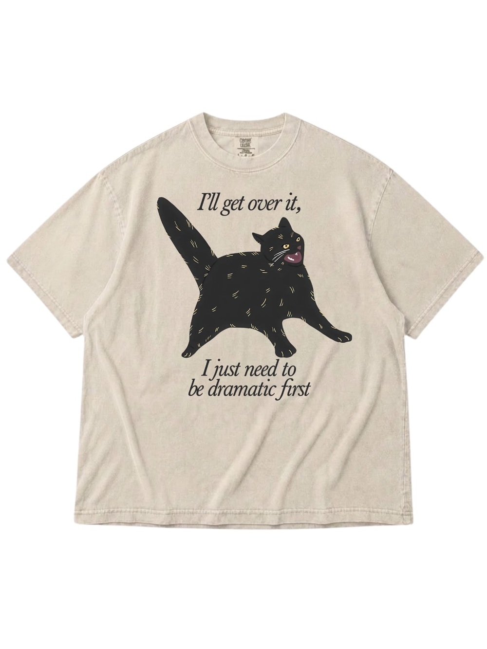 Comfort Colors Ivory Tee with Playful Black Cat Graphic, Gift For Her, For Him